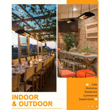 Electric Patio Heater, Outdoor Heater, 750W/1500W Ceiling Infrared Heater with Rectangular Shape, Black, Silent Heating Hanging