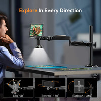Elikliv EM4K Flex 4K Digital Soldering Microscope 2000X 10.1" HDMI Microscope for Electronics with Boom Arm Stand Ring Light