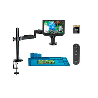 Elikliv EM4K Flex 4K Digital Soldering Microscope 2000X 10.1" HDMI Microscope for Electronics with Boom Arm Stand Ring Light