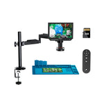 Elikliv EM4K Flex 4K Digital Soldering Microscope 2000X 10.1" HDMI Microscope for Electronics with Boom Arm Stand Ring Light