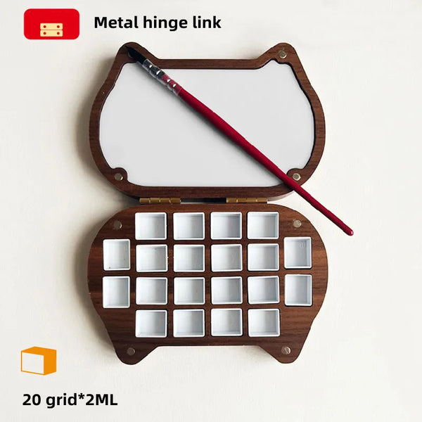 12 grids/24 grids Mini Portable Painter Paint Box Black Walnut