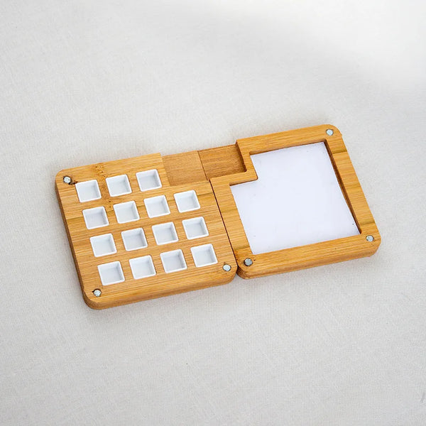 AOOKMIYA AOOKMIYA  Empty Wooden Watercolor Palette Ins Style Travel Portable Mini Watercolor Acrylic Paint Box Square Tray Box Art Painting Supplie