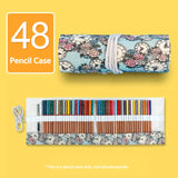 Estética em Canvas Rollable Pencil Case, Escola Grande Capacidade, Armazenamento de Lápis Coloridos, Roll Up Case para Artista, 36, 48, 72 Slots