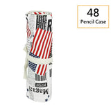 Estética em Canvas Rollable Pencil Case, Escola Grande Capacidade, Armazenamento de Lápis Coloridos, Roll Up Case para Artista, 36, 48, 72 Slots