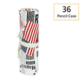 Estética em Canvas Rollable Pencil Case, Escola Grande Capacidade, Armazenamento de Lápis Coloridos, Roll Up Case para Artista, 36, 48, 72 Slots