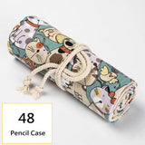 Estética em Canvas Rollable Pencil Case, Escola Grande Capacidade, Armazenamento de Lápis Coloridos, Roll Up Case para Artista, 36, 48, 72 Slots