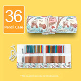 Estética em Canvas Rollable Pencil Case, Escola Grande Capacidade, Armazenamento de Lápis Coloridos, Roll Up Case para Artista, 36, 48, 72 Slots