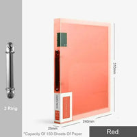Fashion Colors 3 ring binder File Folder A4 Paper Organizer 2 Ring Clear Binder Sleeves Document Organizer PVC Bag A4 Folder
