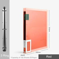 Fashion Colors 3 ring binder File Folder A4 Paper Organizer 2 Ring Clear Binder Sleeves Document Organizer PVC Bag A4 Folder