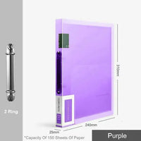 Fashion Colors 3 ring binder File Folder A4 Paper Organizer 2 Ring Clear Binder Sleeves Document Organizer PVC Bag A4 Folder