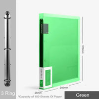 Fashion Colors 3 ring binder File Folder A4 Paper Organizer 2 Ring Clear Binder Sleeves Document Organizer PVC Bag A4 Folder