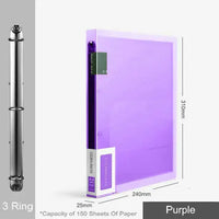 Fashion Colors 3 ring binder File Folder A4 Paper Organizer 2 Ring Clear Binder Sleeves Document Organizer PVC Bag A4 Folder