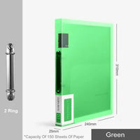 Fashion Colors 3 ring binder File Folder A4 Paper Organizer 2 Ring Clear Binder Sleeves Document Organizer PVC Bag A4 Folder
