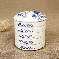 AOOKMIYA Five-layer Ceramic Palette with Cover Jingdezhen Blue and White Porcelain Chinese Painting Pigment Ink Box Pen Wash palette
