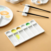 AOOKMIYA AOOKMIYA  Flower Plum Rectangle Ceramic Palette Color Mixing Paint Palette Tray For Watercolor Gouache Acrylic Painting Art Supplies