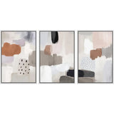 Framed Canvas Print Wall Art Set Grunge Paint Strokes Abstract Shapes Illustrations Modern Art Bohemian