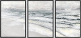 Framed Canvas Print Wall Art Set Teal Sky Ocean Wave Beach Shore Nature Wilderness Illustrations Modern Art Decorative