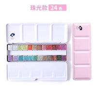 Gem solid watercolor pigments official flagship store 24 color pearl sparkling bright series phosphorescent painting