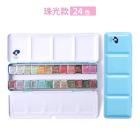 Gem solid watercolor pigments official flagship store 24 color pearl sparkling bright series phosphorescent painting