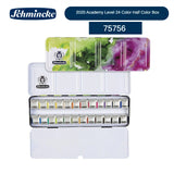 German Schmincke Solid Watercolor Paints 10/12/24 Colors Set Academy Grade Half Pans Iron Box Full Block Art Pigments Supplies