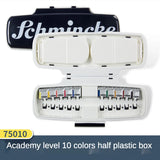 German Schmincke Solid Watercolor Paints 10/12/24 Colors Set Academy Grade Half Pans Iron Box Full Block Art Pigments Supplies
