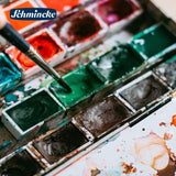 German Schmincke Solid Watercolor Paints 10/12/24 Colors Set Academy Grade Half Pans Iron Box Full Block Art Pigments Supplies