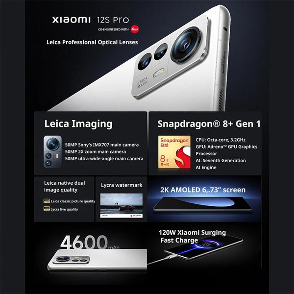 Global ROM Xiaomi Mi 12S Ultra 256GB/512GB Snapdragon 8 Gen 1+ 50MP 120Hz  6.73'' AMOLED Screen 67W Fast Charger