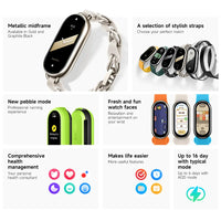 Global Version Xiaomi Mi Band 8 Heart Rate Blood Oxygen Monitoring 1.62" AMOLED Touch Display 150+ Fitness Modes 190mAh Battery