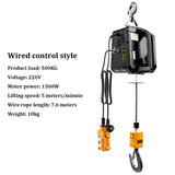 Grua elétrica portátil do levantamento da corda do fio, guindaste interno do agregado familiar, guincho da mão, 500kg