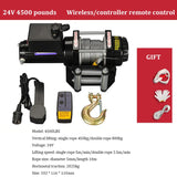 Guincho elétrico para carro, guincho de caminhão, corda sintética, guinchos off road, 12V, 24V, 2000, 4500lbs