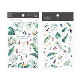 Transfer  plant pattern Paper 2pcs*10*15cm retro hand account material notebook stickers DIY Birthday card making template Art s