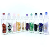 Quartz Gemstone Roller Bottle with Natural Bamboo Wood Lid Essential Oil Bottle Cross Cat Hamesh Hand Pattern 10pcs/lot  P289