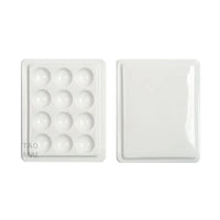 AOOKMIYA Ceramic Mini Moisturizing Palette with Lid 12-hole Grid Watercolor Paint Palette Handmade White Porcelain Art Painting Tools