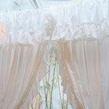 Brand New Pure Cotton Curtains with Valance for Girl's Bedroom, Handmade Princess Ruffle Cortinas, Eco-friendly Whtie Curtains