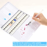 AOOKMIYA 48 Grids Portable Color Box Palette Watercolor Paint Sub-packing Box Tri-fold Card Slot Iron Box Sketch Painting Art Supplies