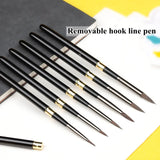 AOOKMIYA 7 Watercolor Hook Line Pens Set Detachable Metal Pen Holder Travel Portable Watercolor Painting Brush Artist Painting Supplies
