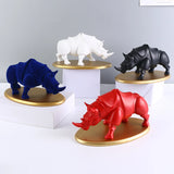 Rhinoceros Sculpture Modern Europe Desktop Art Figurines Crafts Rhino Animal Resin Statue Ornaments Home Office Porch Decor Gift