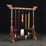 12-pin Hanging Brush Shelf Solid Wood Pen Holder Wooden Faucet Brush Holder Desktop Decoration Brush Holder Painting Penholder