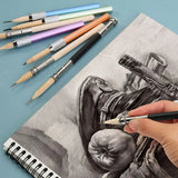 Single/double-end pencil extension set color lead charcoal sketch pencil extension rod metal/wood art student pencil extension