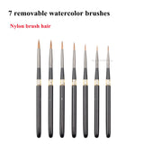 AOOKMIYA 7 Watercolor Hook Line Pens Set Detachable Metal Pen Holder Travel Portable Watercolor Painting Brush Artist Painting Supplies