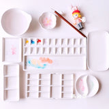 Watercolor ceramic palette 20 grids gouache pigment white porcelain plate painting ink plate Chinese painting plate art supplies