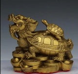 Dragon turtle ornament brass Kaiguang mother and son dragon head turtle living room office ornament handicraft