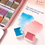 Original Paul Rubens 12/24/48 Pearlescent Watercolor Paint Set Portable Pink Box with Palette Flash Watercolor Paint