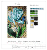 High-end Customized Blue Tulip Flower Crystal Glass Imitation Gold Mosaic Mural Art Wall Decoration for Parlour Entrance Wall