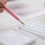 AOOKMIYA Ceramic Mini Moisturizing Palette with Lid 12-hole Grid Watercolor Paint Palette Handmade White Porcelain Art Painting Tools