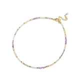 Lii Ji Amethyst Rose Quartz Citrine Labradorite  14K Gold Filled Beaded Anklet 25+4cm Crystal Handmade Jewelry For Women Gift