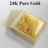 AOOKMIYA 100PCS 24K Gold Leaf Gold Foil Sheets for Decoration Arts Crafts Paper Home Real Gold Foil Gilding Paper