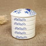 Five-layer Ceramic Palette with Cover Jingdezhen Blue and White Porcelain Chinese Painting Pigment Ink Box Pen Wash palette