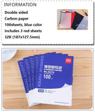 32k Total 100sheets Double Sided Carbon Paper 97Blue + 3Red Thin Type Accounting Bill File Copy Tool Office Home Shop  9374