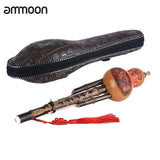 Chinese Handmade Hulusi Black Bamboo Gourd Cucurbit Flute Ethnic Musical Instrument Key of C with Case for Beginner Music Lovers